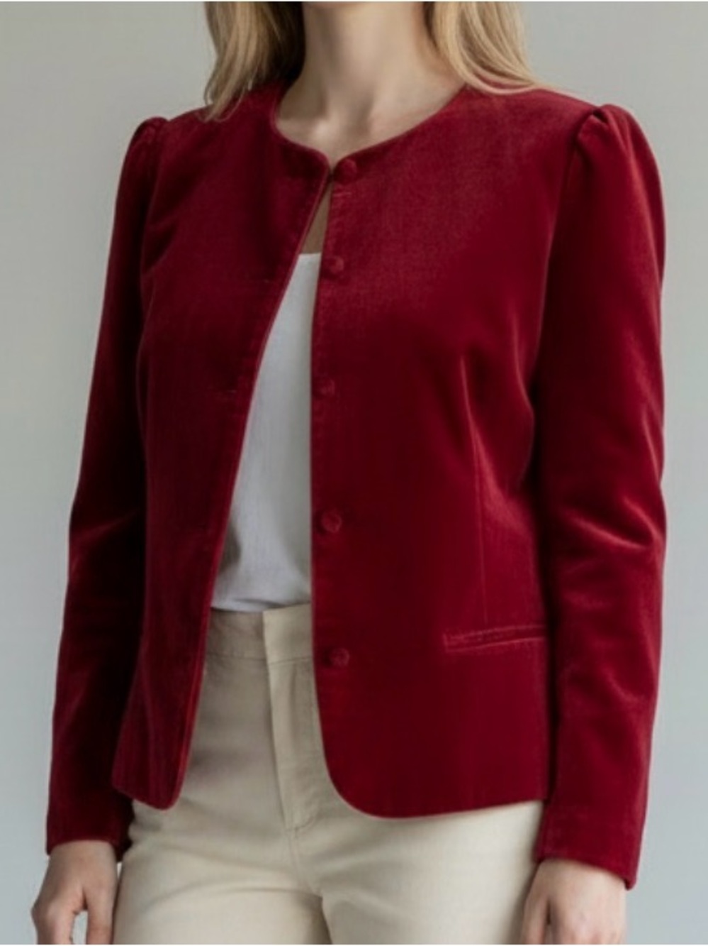 Chaus Vintage 80’s Velvet Collarless Jacket